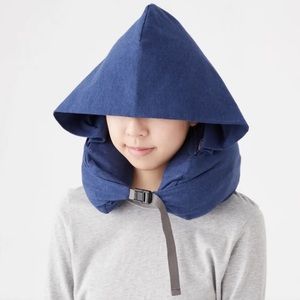 Muji Hooded Travel Neck Pillow with Hood Navy